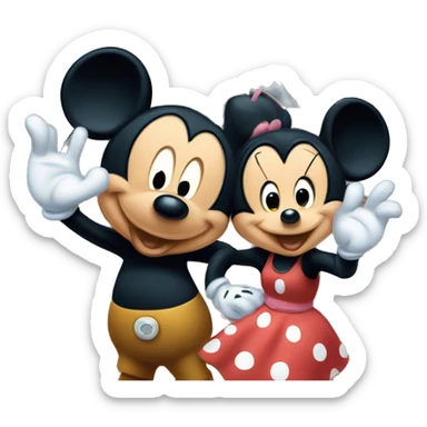 mickey mouse and mini mouse in the disney land sticker