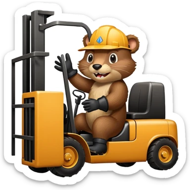 a forklift-driving beaver sticker