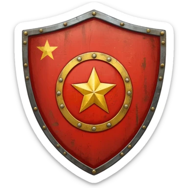generate a very realistic shield with the USSR flag sticker