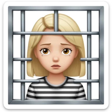 Girl looking in a jail cell door sticker