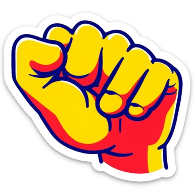 strong muscular fist with bright colors floating sticker