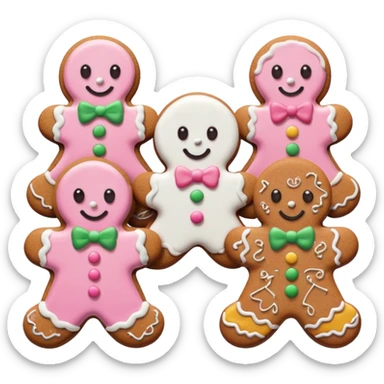 christmas gingerbreads pastel pink sticker