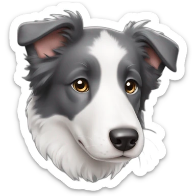 dark grey and white border collie puppy sticker