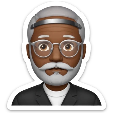 bald headed silver beard black man glasses sticker