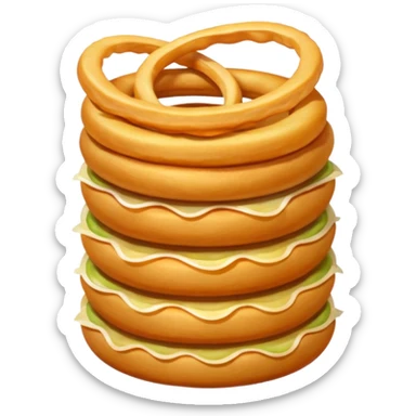 Fries and onion rings stacked up high sticker