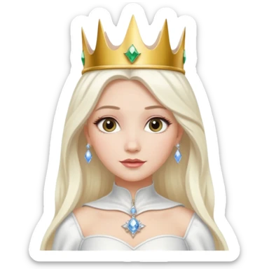 The Good Witch from The Land of Oz with long white blonde hair, white outfit and crown sticker