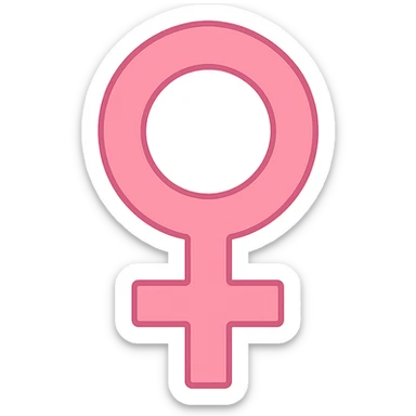 female gender symbol, flat pink, minimal emoji style, clean lines, color icon style sticker