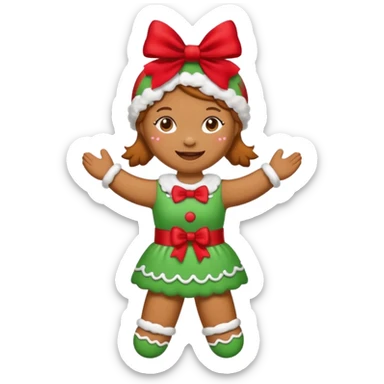 Christmas cookie with arms and legs but make it female gender, wearing red bow on her head sticker