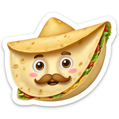 a flying tortillo with a thick mustache sticker