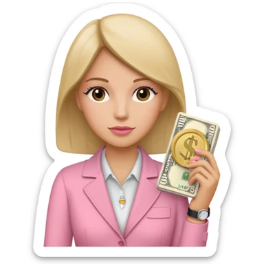 Libreta rosa, reloj femenido blanco y un dolar sticker