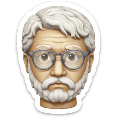 white marble greek statue head with glassess sticker