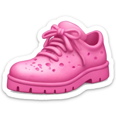 Pink shoes with mold sticker