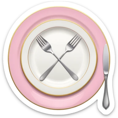 A luxurious plate with pink accents and elegant details, fork and knife sticker
