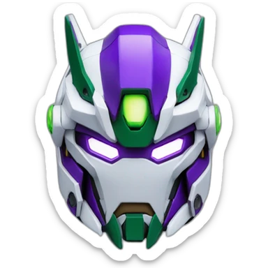 purple and green gundam barbatos face sticker