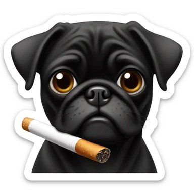 Black pug with a cigarette sticker