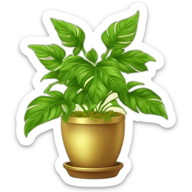 divine plant in a flower pot in golden on a stand with four feer sticker