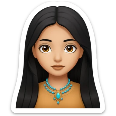 Caramel skinned girl, straight long hair, Pakistani, black eyes and hair  sticker