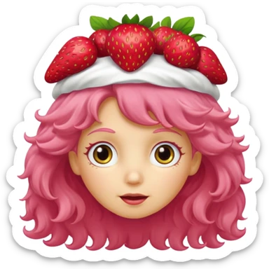 strawberry shortcake the character but with wild eyes and frizzy hair to mimic an insane person sticker