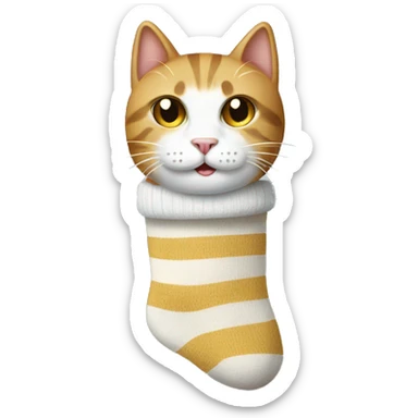 Cat wearing a sock sticker
