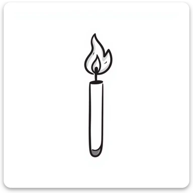 a lit match with flame burning, black doodle style sticker