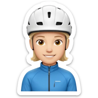 cute cycling coach portrait, head and shoulders only, helmet, sporty jacket, confident smile, 3D cartoon, mobile game icon style, clean background, no text, no watermark
 sticker