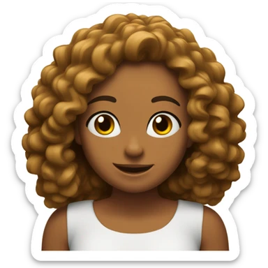 chica feliz con rizos y pelo castaño sticker