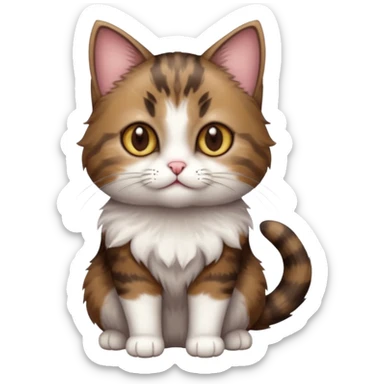 full body small short hair dark brown and white cat with hazel eyes sticker