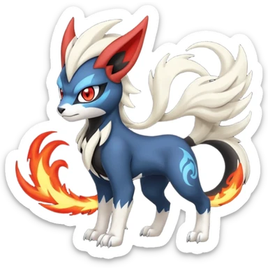 Handsome cool badass edgy Meloetta-Absol-Houndour-Litten-Guilmon-Giratina-Pokémon-Fakémon-fusion-hybrid-creature sticker