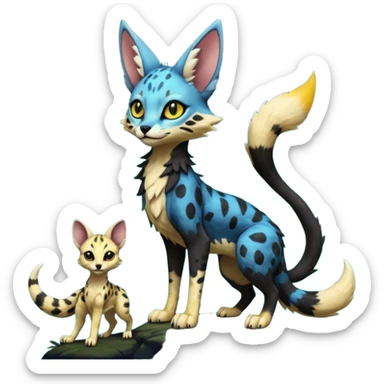 Epic complex detailed aesthetic-scenic-Fakémon-Trico-Sergal-Serval-Vernid-Genet-Umbreon-creature sticker