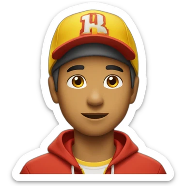 Morocho boy in red attire with a yellow Nike cap 🌟. sticker