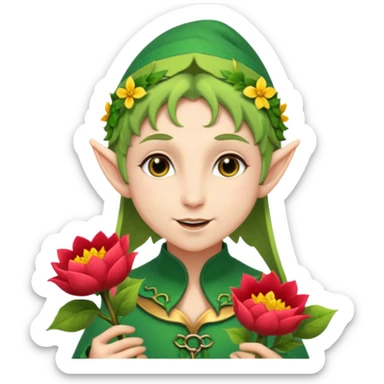 un elfe qui offre des fleurs sticker