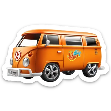 Side view. Mattel hot wheels Volkswagen Kool Kombi. orange   sticker