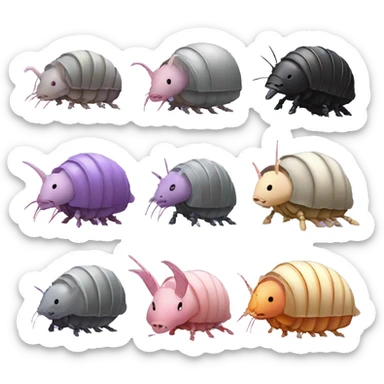 Lavender gray Pig armadillo isopod lobster shrimp pig armadillo darth Vader face sticker