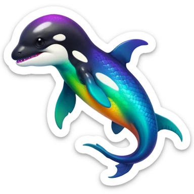 white blacks colorful gradient shiny glossy Fakémon-Digimon-orca-reptile-dragon-lizard-creature-hybrid (full body) sticker