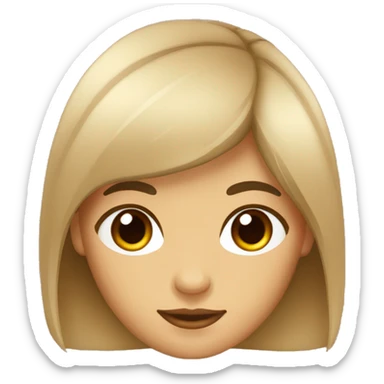 Chica con el pelo medio y castaño oscuro ojos marrones y top beige sticker