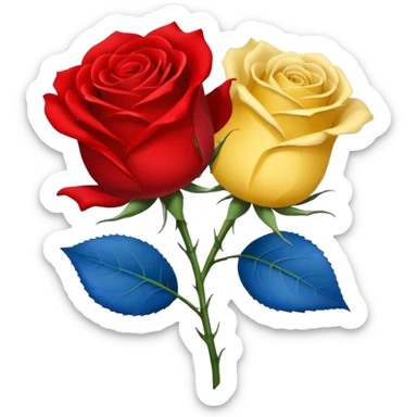 One Yellow 🌹 and one blue flower 🌹 on with red band  sticker