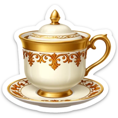 victorian teacup with tea sticker