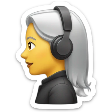 front profile of an emoji wearing an earpiece, women cocation  sticker