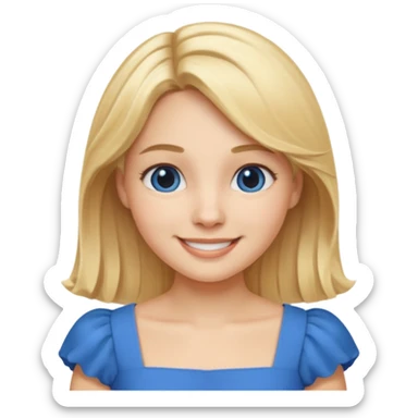 MAKE A ALICE AND THE WONDER LAND EMOJI WITH A BLUE DRESS AND BLOND HAIR sticker