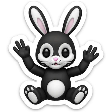 Emoji pour twitch d'une peluche lapin squelette noir qui dit bonjour sticker