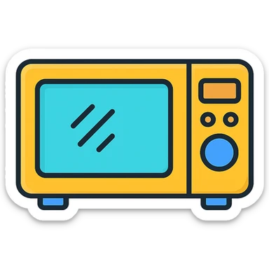 microwave icon, color outline style, subtle shading, modern look sticker