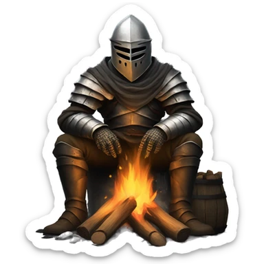 dark souls character sitting by a bonfire  sticker