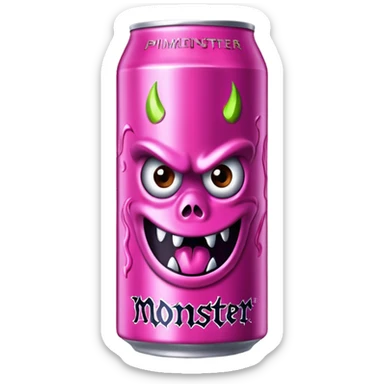 Pink monster energy drink with the logo of original monster company energy drink  sticker