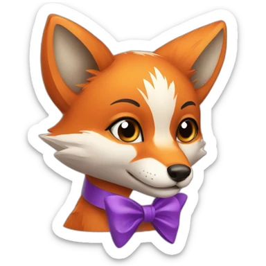 Fox with a purple bow on sticker