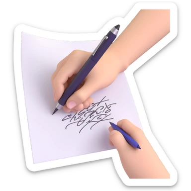 A hand holding a pen, aggressively scribbling on a piece of paper. The pen is clearly visible. The paper is filled with random black scribbles, so dense that most of it looks nearly black sticker