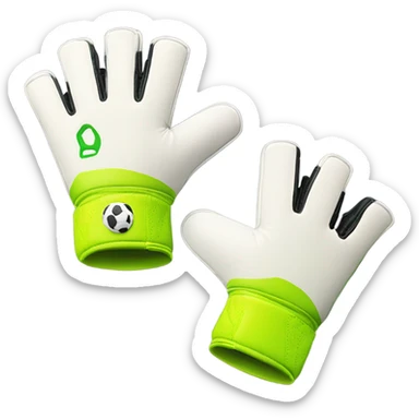 An emoji of a pair of goalkeeper gloves, slightly open, with a sporty design and padded palms, ready to catch a soccer ball sticker