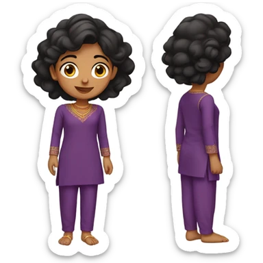 indian girl wearing full sleeve purple kurti and pent  sticker
