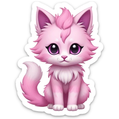 Kawaii dark edgy fantasy pastel ethereal feline fursona animal creature with a tufted tail full body sticker
