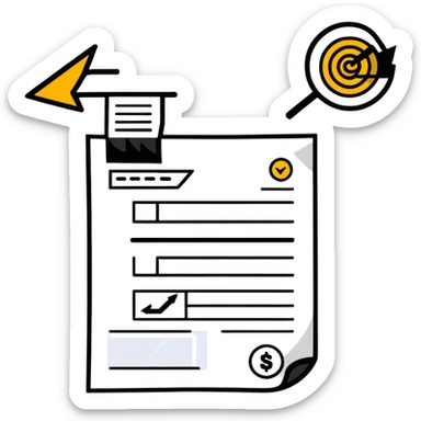 A receipt with a circular return arrow, representing a return policy sticker