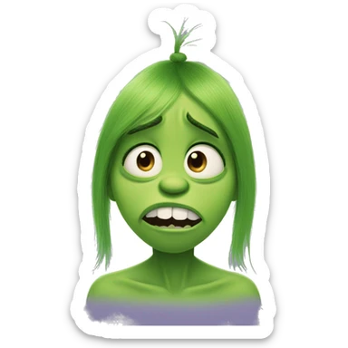 disgust ( from inside out ) x grinch has green skin, hair same grich sticker